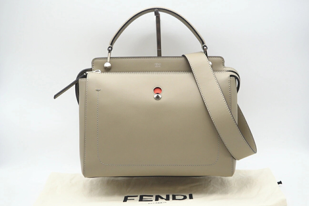 Fendi com leather Handbag beige orange
